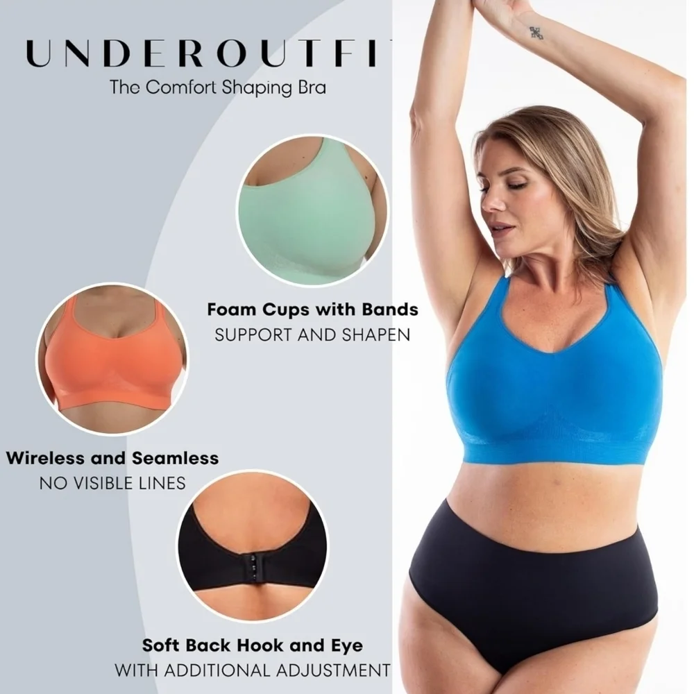 UNDEROUTFIT The Comfort Shaping Bra w Extender, Non-Adjustable Straps, Tan Color